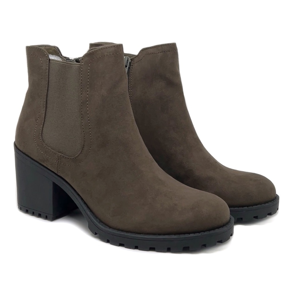 Sun + Stone Chelsea Ankle Boot Morghan Block Heel Bootie Olive Size 10 - Picture 2 of 14
